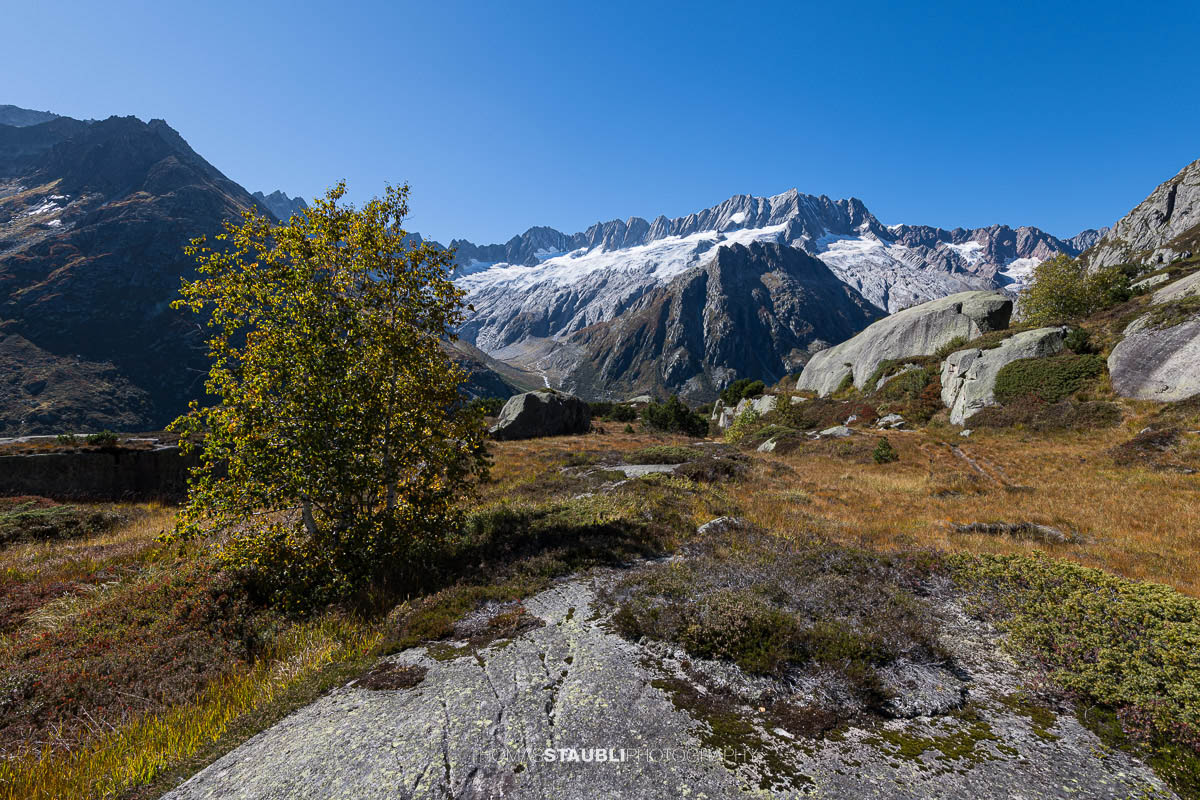 Herbstag in der Göscheneralp mit Blick zum Dammastock