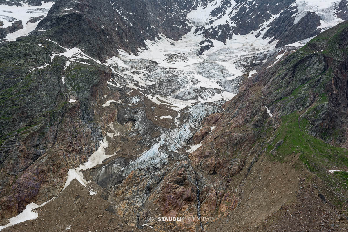 Blick auf den Chelengletscher 2014