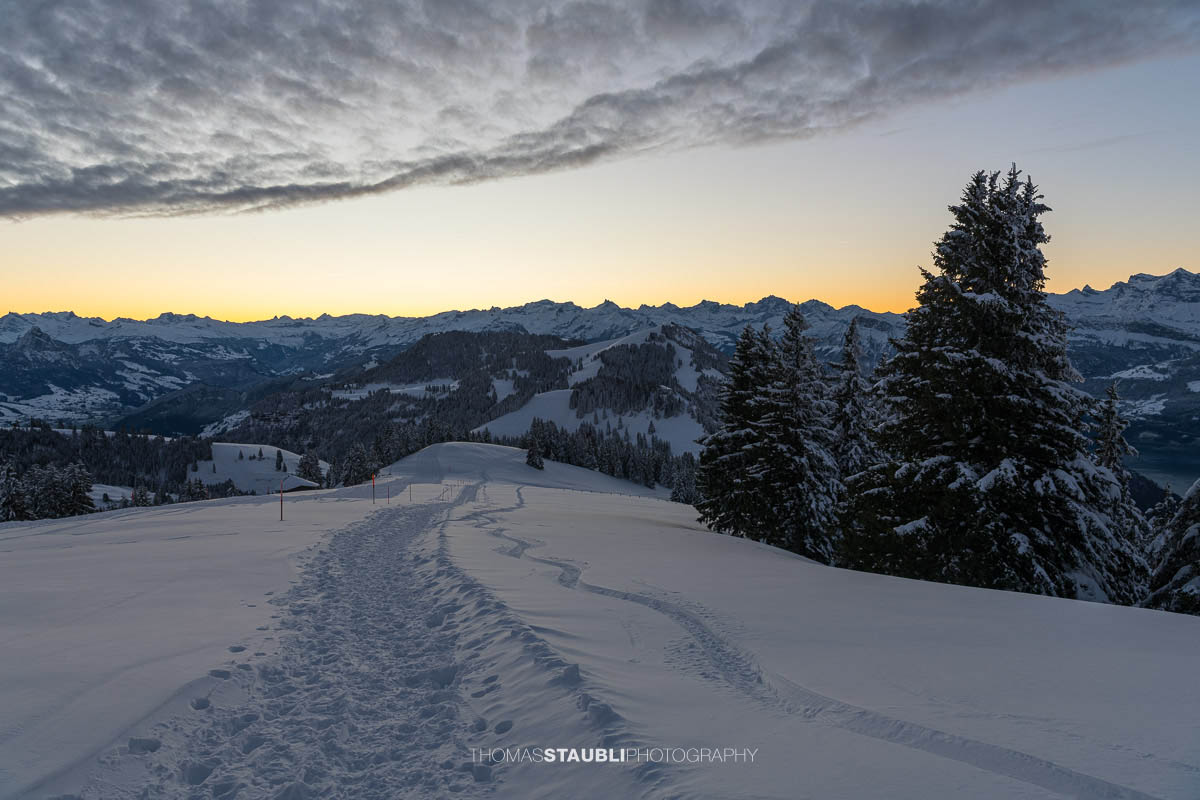 Winterdämmerung über dem Rigi Rotstock