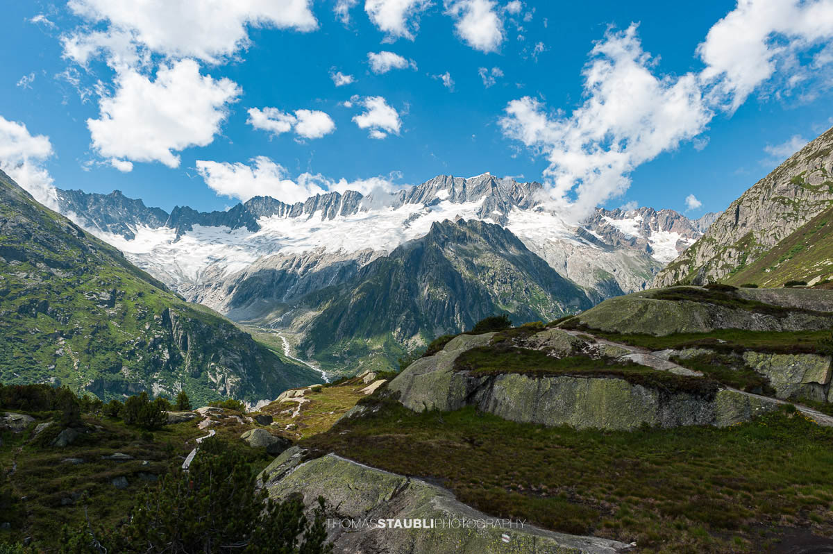 Blick von der Brätschenflue zum Dammagletscher im Hintergrund.